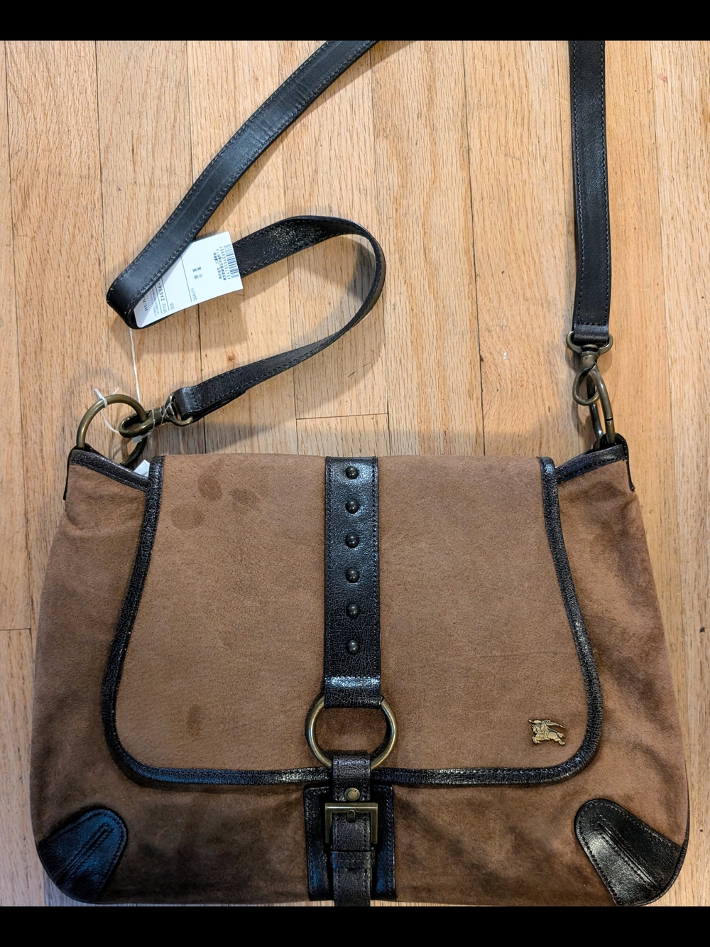 BURBERRY Blue Label Suede Leather Shoulder Bag Crossbody Bag Brown